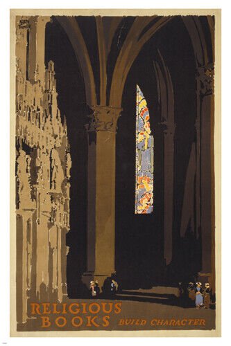 religious books BUILD CHARACTER by ADOLPH TREIDLER classic ad poster 20x30