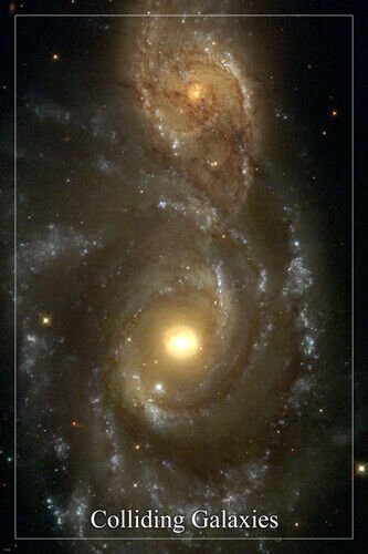 COLLIDING GALAXIES hubble space image poster 20x30 IRIDESCENT glowing RARE