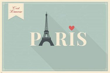design poster EIFFEL TOWER PARIS FRANCE heart CHIC CULTURED collectors 20x30