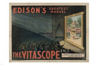 vintage ad 1896 THOMAS EDISON the vitascope MOVIE PROJECTOR 20x30 RARE