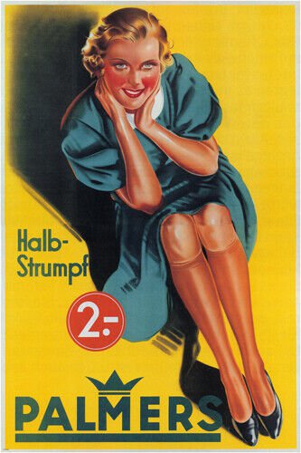 Palmers vintage ad poster Halbstrumpf Germany 1937 20x30 RARE unique style