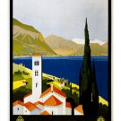 Vintage Italian Lakes Travel Poster 20x30 beautiful decorative VERY RARE!