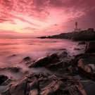 SCARLET SUNSET contemporary art photo ROCKY BEACH clouds UNIQUE 20x30 new