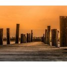 SUNSET BY RIVER contemporary photo poster GOLDEN LIGHT boardwalk 20x30 NEW SUNSET BY RIVER contemporary photo poster GOLDEN LIGHT boardwalk 20x30 NEW