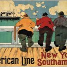 AMERICAN LINE vintage AD POSTER henri cassiers UNITED STATES 1900 20x30 hot