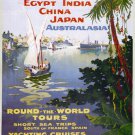 P & O ROUND THE WORLD TOURS YACHTING poster egypt japan india china 20x30