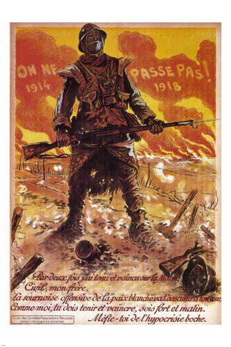 Nobody passes through! VINTAGE WAR POSTER Maurice Neumont France 1918 20x30