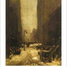 1902 robert henri SNOW IN NEW YORK american painting CITY STREET lamp 20x30