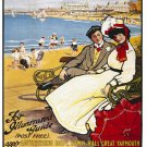 GREAT YARMOUTH TRAVEL POSTER ocean sailboats lady in hat 20x30