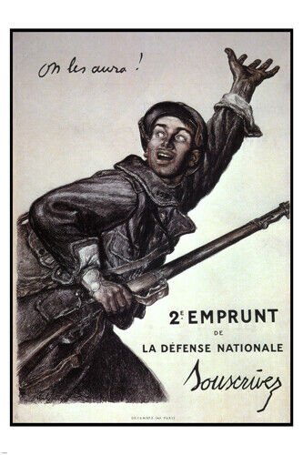 let's get them! VINTAGE WAR PROPAGANDA POSTER jules faivre france 1916 20x30