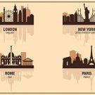 vintage travel poster ROME LONDON NEW YORK PARIS famous city landmarks 20x30