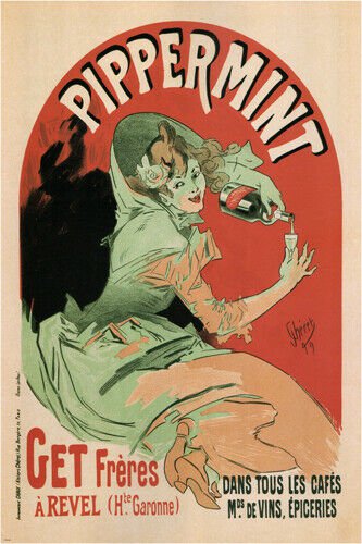 Pippermint Spirits vintage Ad Poster Get Bros. jules Ch&Atilde;&copy;ret France 20x30 new