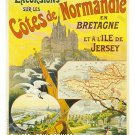COTES DE NORMANDIE FRANCE vintage travel poster PICTURESQUE UNUSUAL 20x30