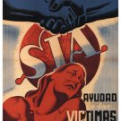 HELP THE VICTIMS OF FASCISM poster Spain 1937 20x30 political woman & babe