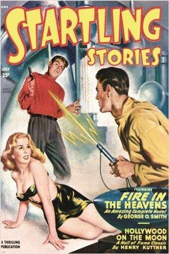 vintage COMIC BOOK cover poster STARTLING STORIES fire in the heavens 20x30