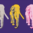 PASTEL ELEPHANTS pop art poster COLORFUL SYMBOLIC one-of-a-kind animal 20x30