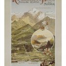 SWISS VINTAGE train travel poster ROCHERS DE NAYE mntns LAKE GENEVA 20x30