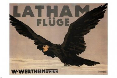 latham FLIGHT vintage POSTER julius GIPKENS germany 1909 20x30 AVIATION