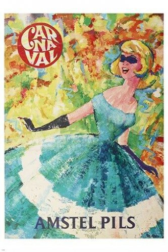 carnaval amstel pils VINTAGE BEER AD POSTER colorful formal party 20x30 RETRO