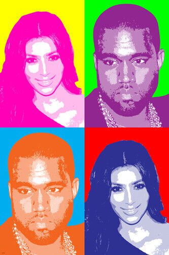 K. WEST singer & K. KARDASHIAN celebrity multiple image POP ART POSTER 20x30