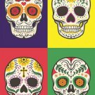 traditional mexican skull design ART POSTER crosses flowers cultural 20x30