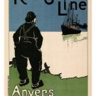 RED STAR Line VINTAGE POSTER HENDRICK Cassiers Belgium 1899 20x30 SEAMEN Ship