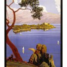 LAKE GARDA ITALY vintage travel poster SAILBOATS ISLAND 20x30 first rate