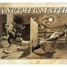 vintage A NUTMEG MATCH print poster UNIQUE ART farm scene SEPIA TONE 20x30