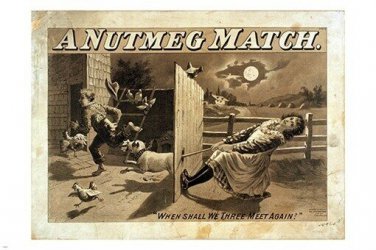 vintage A NUTMEG MATCH print poster UNIQUE ART farm scene SEPIA TONE 20x30