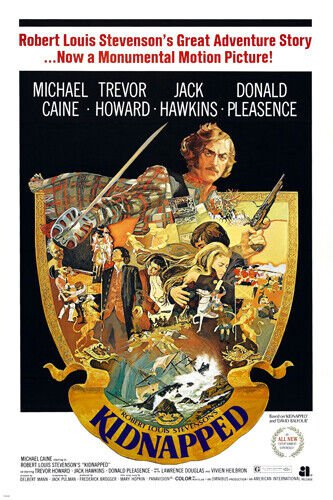 Michael Caine Trevor Howard KIDNAPPED movie poster ACTION ADVENTURE 20x30