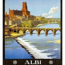 ALBI vintage travel poster LA CATHEDRALE scenic bridge FRENCH UNIQUE 20x30