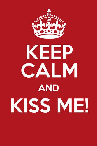 KEEP CALM & KISS ME retro poster 20x30 british slogan MESSAGE FUNNY cute