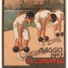 7th Federal Gym Competition Poster Giuseppe Carpanetto Italy 1907 20x30 Gem