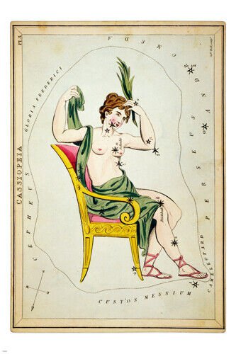 from urania's mirror CASSIOPEIA astronomy poster 20x30 vintage 1825