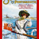 CLASSIC SOUTHSEA PORTSMOUTH TRAVEL POSTER woman on ship yachting 20x30