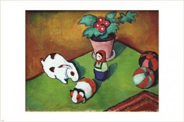 AUGUST MACKE vintage art poster BUNNY AND GERBIL '12 pet animals 20x30 FURRY