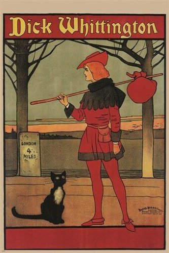 dick whittington & cat VINTAGE POSTER john hassall ENGLISH FOLKLORE 20x30