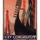 XV Congress of Int'l Confederation of Students POSTER ITALY '33 20x30 RARE