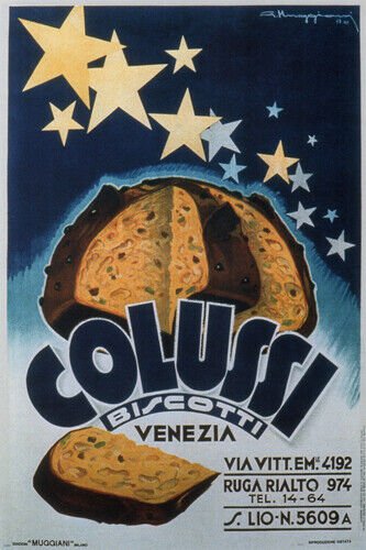 COLUSSI BISCUITS VINTAGE AD POSTER GIORGIO MUGGIANI ITALY 1913 20x30 NEW