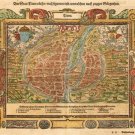 WOODCUT MAP OF PARIS 1628 poster GERMAN educational colorful 20x30 WOODCUT MAP OF PARIS 1628 poster GERMAN educational colorful 20x30