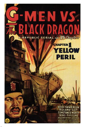 G-MEN vs. THE BLACK DRAGON movie poster rod CAMERON constance WORTH '43 20x30