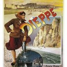vintage train travel poster DIEPPE FRANCE coastline landscapes UNUSUAL 20x30