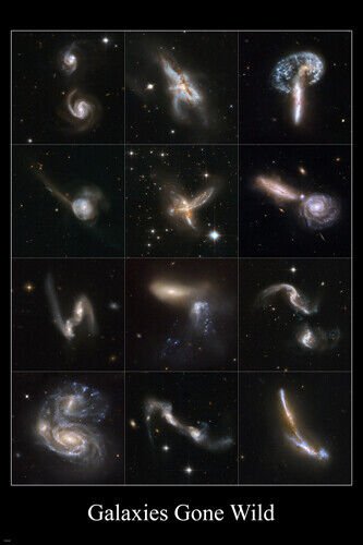 galaxies gone wild HUBBLE SPACE IMAGE poster 20x30 dramatic collisions RARE!