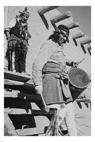 INDIAN descending stairs with drum dance PHOTO POSTER new mexico 1942 20x30