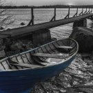 blue boat art poster B/W TINTED seascape COLLECTORS POETIC NEW 20x30 rare