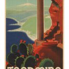 TAORMINA vintage travel POSTER Vittorio Grassi Italy 1933 20x30 STRIKING!