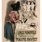 Linge Monopole VINTAGE AD POSTER by Roedel FRANCE 1897 20x30 HOT NEW RARE