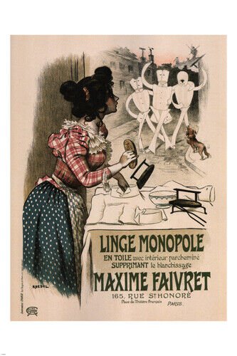 Linge Monopole VINTAGE AD POSTER by Roedel FRANCE 1897 20x30 HOT NEW RARE