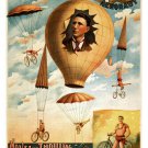 EXQUISITE the only bike-chute aeronaut 1886 VINTAGE AD POSTER 20x30 rare