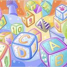 COLORFUL LETTER BLOCKS bright pastel KIDS POSTER imaginative style 20x30 NEW